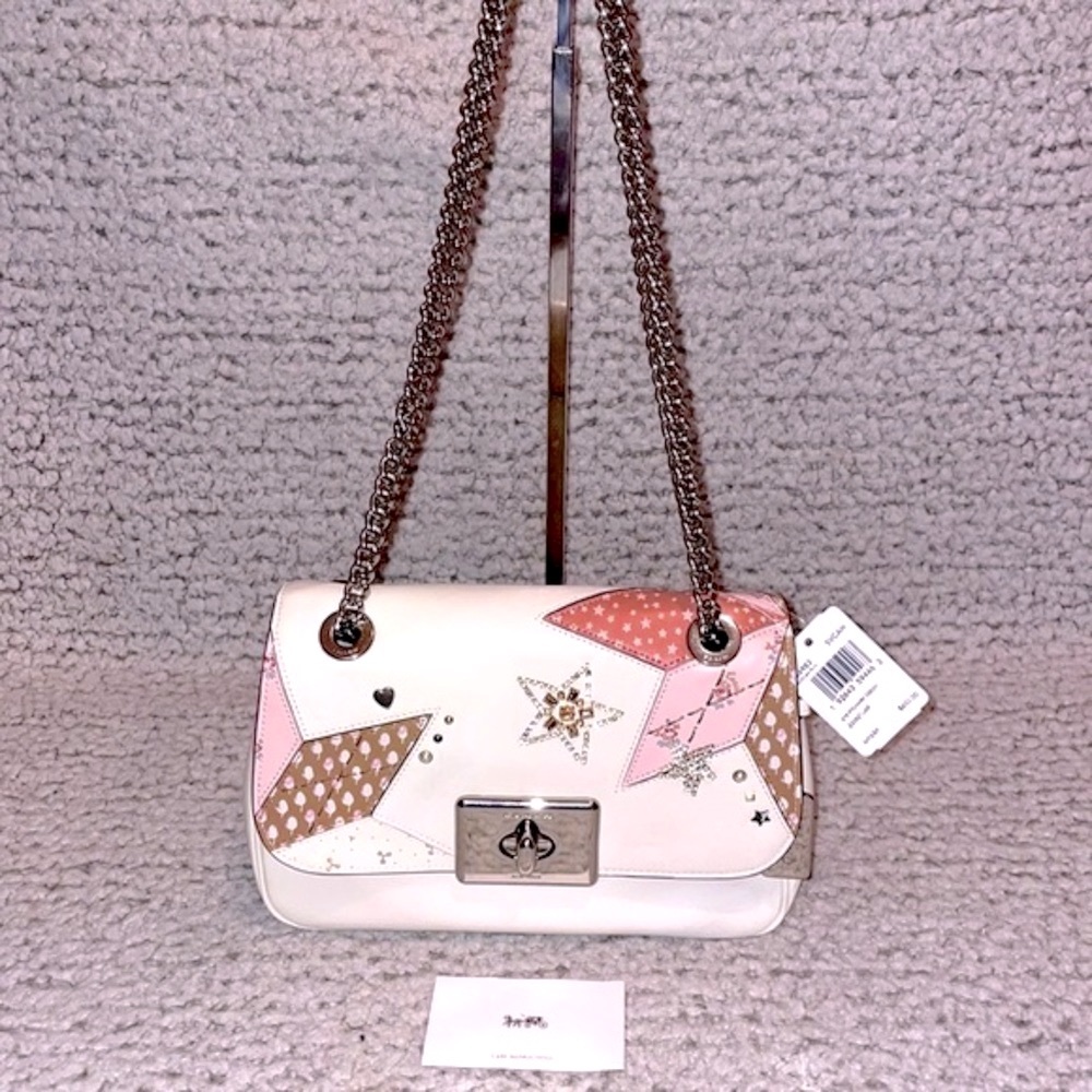 New Coach Cassidy Star Patchwork Embellished Chain Crossbody Bag Shoulder Purse